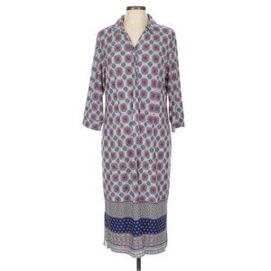 NEW Chicos Medallion Print Midi Shirt Dress 2 (12 / 14) Pink Blue Multi NWOT
